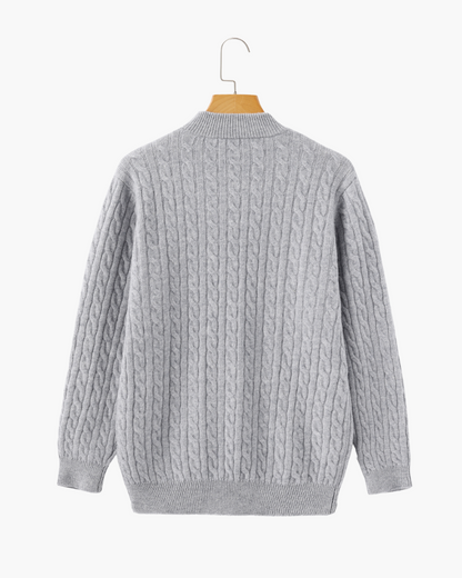 Luxurious 100% Cashmere Woven Half-Zip Sweater