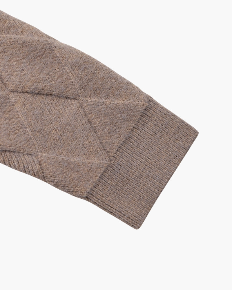Heritage Diamond Knit Zip Cardigan – Luxurious Diamond-Knit, Cozy Zip-Up Style