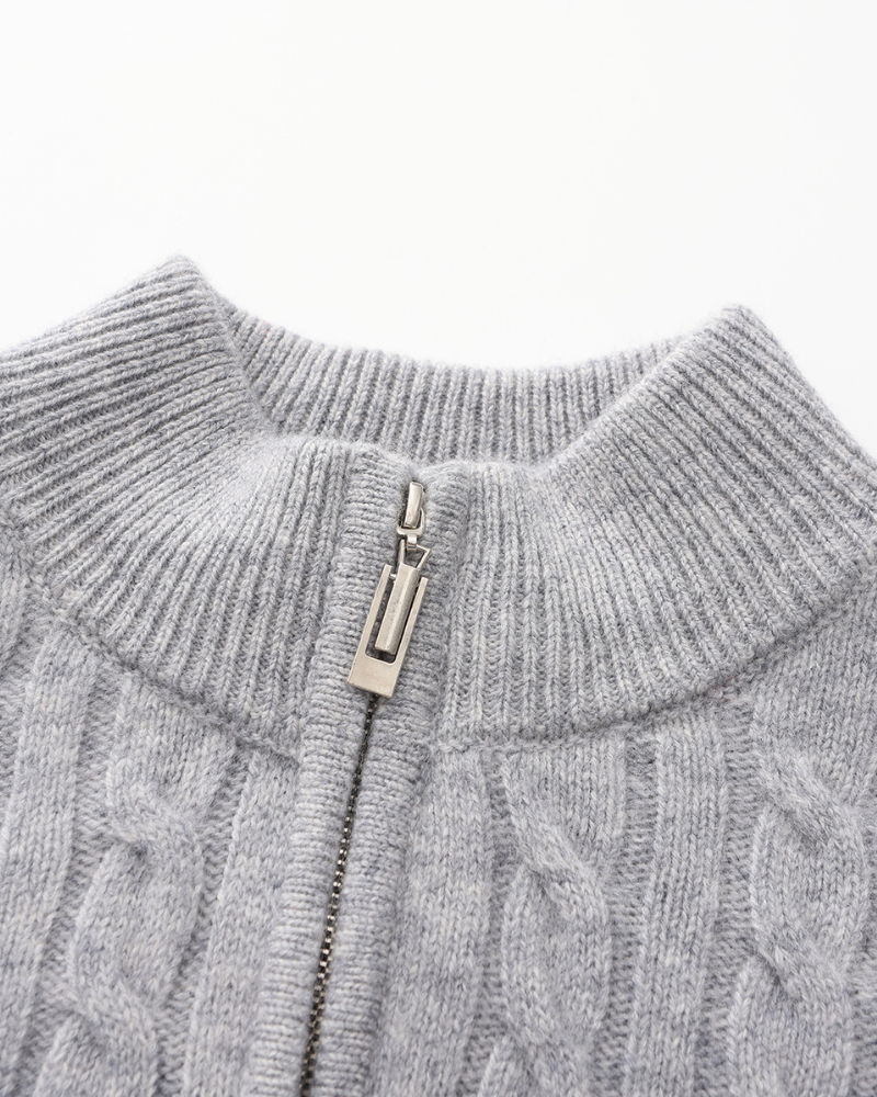 Luxurious 100% Cashmere Woven Half-Zip Sweater