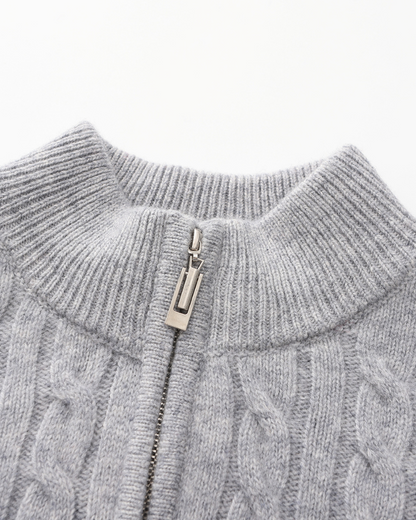 Luxurious 100% Cashmere Woven Half-Zip Sweater