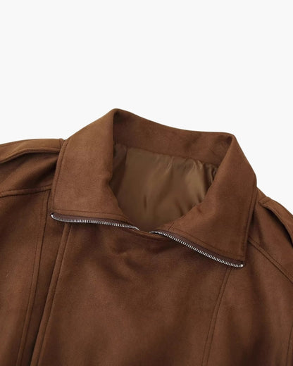Timeless Vintage Suede Drape Jacket