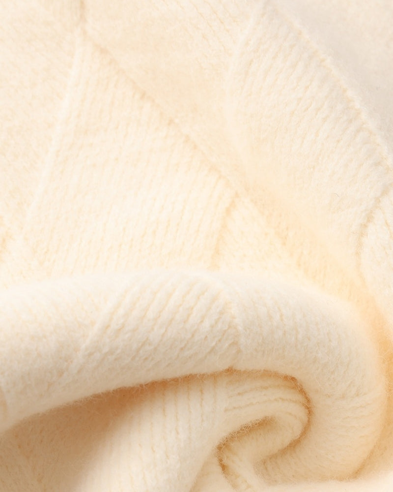 Cozy Diamond-Knit Crewneck Sweater