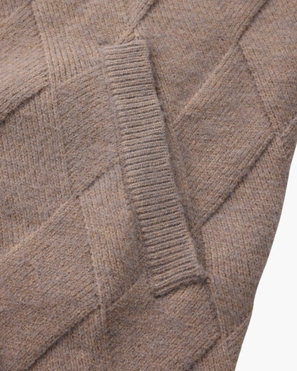 Heritage Diamond Knit Zip Cardigan – Luxurious Diamond-Knit, Cozy Zip-Up Style