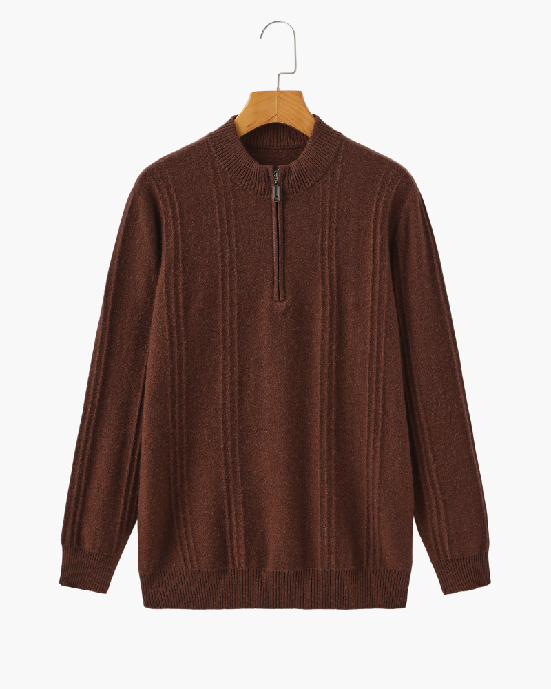 Luxurious 100% Cashmere Ribbed Half-Zip Sweater