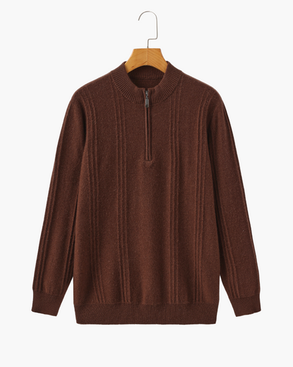 Luxurious 100% Cashmere Ribbed Half-Zip Sweater