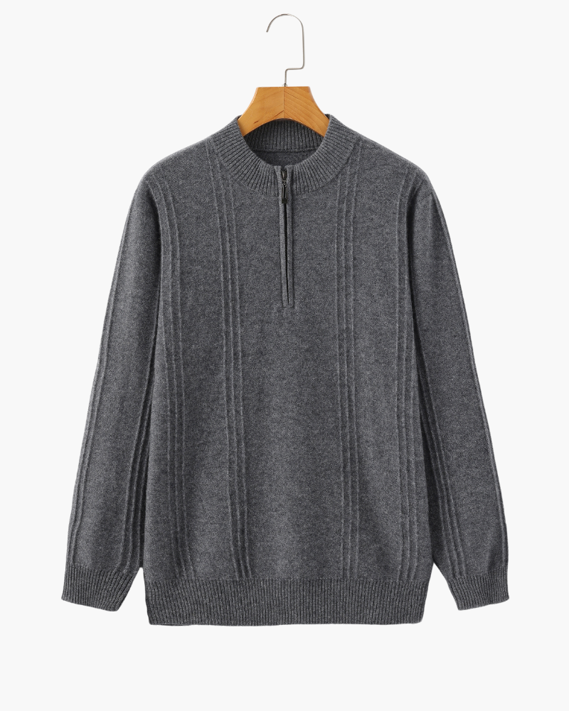 Luxurious 100% Cashmere Ribbed Half-Zip Sweater