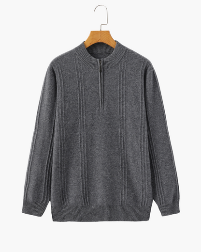 Luxurious 100% Cashmere Ribbed Half-Zip Sweater