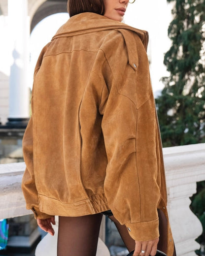 Timeless Vintage Suede Drape Jacket