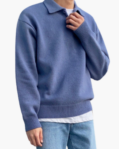 Cozy Woolen Button-Front Half-Zip Pullover