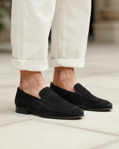 Old Money Suede Penny Loafers - Timeless Luxury in Rich Suede