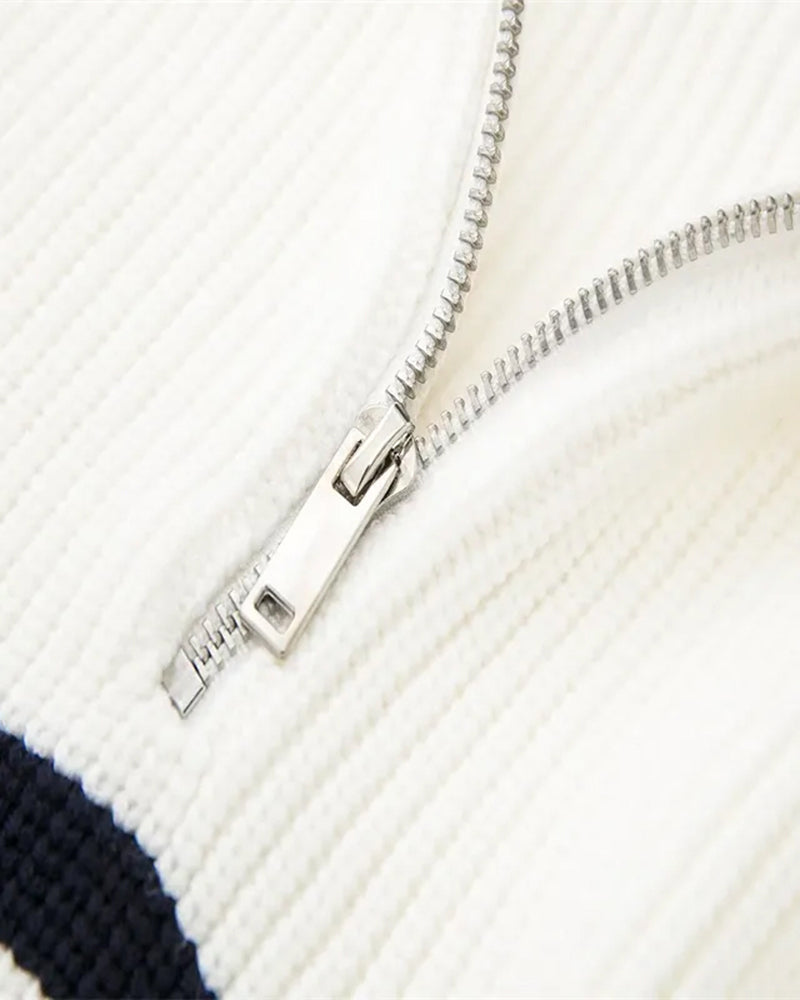 Cozy Striped Zip-Up Sweater