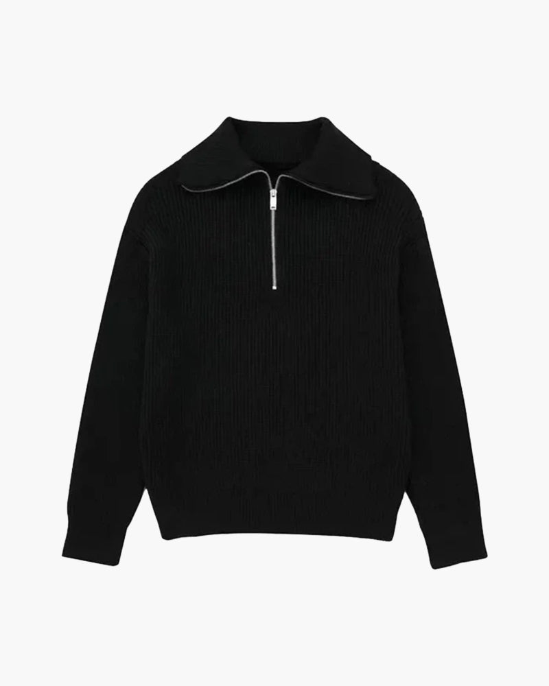 Cozy Striped Zip-Up Sweater