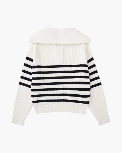 Cozy Striped Zip-Up Sweater