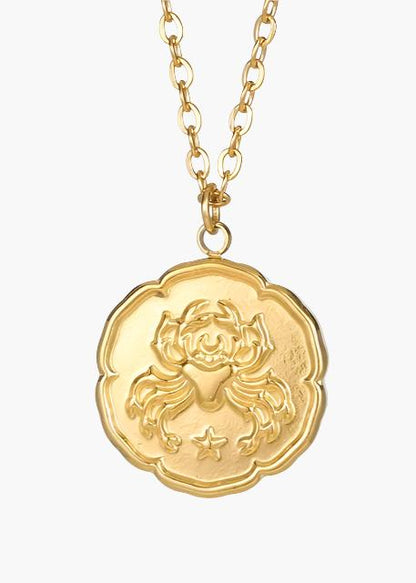 Gold Zodiac Sign Pendant Necklace - Elegant Astrology Jewelry