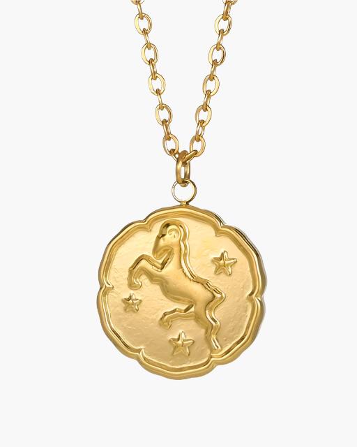 Gold Zodiac Sign Pendant Necklace - Elegant Astrology Jewelry