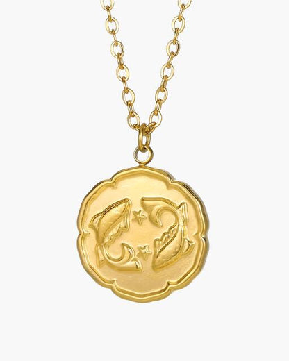 Gold Zodiac Sign Pendant Necklace - Elegant Astrology Jewelry