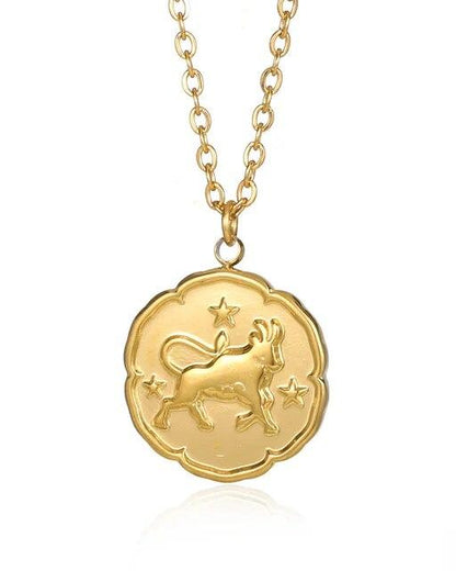 Gold Zodiac Sign Pendant Necklace - Elegant Astrology Jewelry