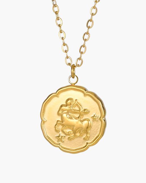 Gold Zodiac Sign Pendant Necklace - Elegant Astrology Jewelry