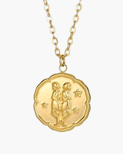 Gold Zodiac Sign Pendant Necklace - Elegant Astrology Jewelry