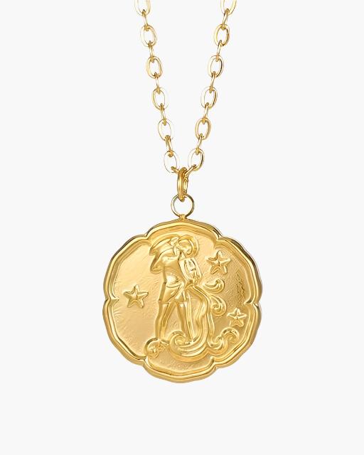 Gold Zodiac Sign Pendant Necklace - Elegant Astrology Jewelry