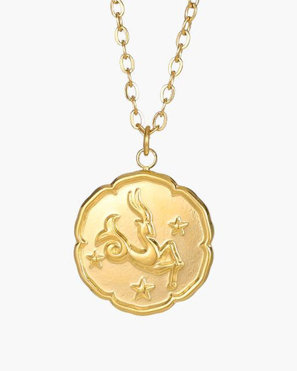 Gold Zodiac Sign Pendant Necklace - Elegant Astrology Jewelry