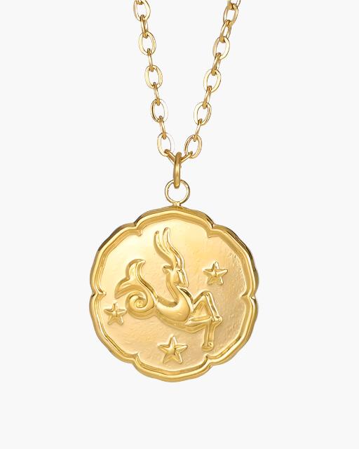 Gold Zodiac Sign Pendant Necklace - Elegant Astrology Jewelry