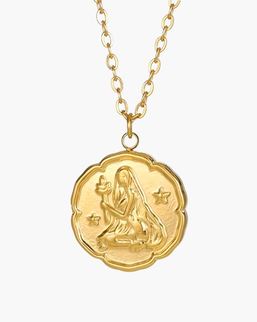 Gold Zodiac Sign Pendant Necklace - Elegant Astrology Jewelry