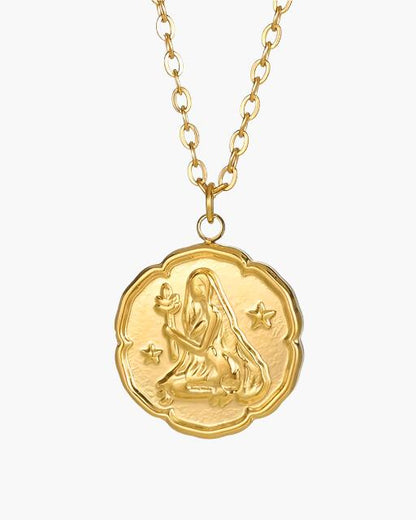 Gold Zodiac Sign Pendant Necklace - Elegant Astrology Jewelry