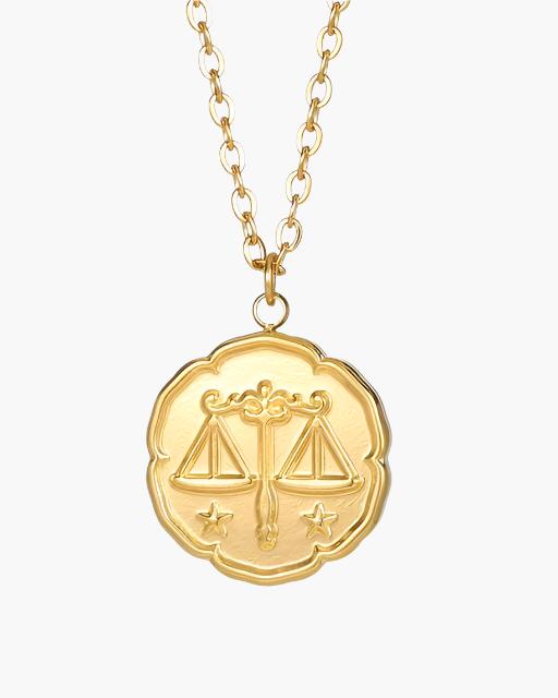 Gold Zodiac Sign Pendant Necklace - Elegant Astrology Jewelry