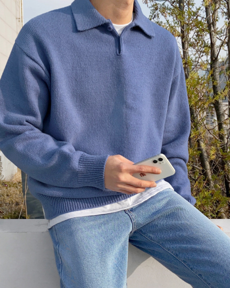 Cozy Woolen Button-Front Half-Zip Pullover