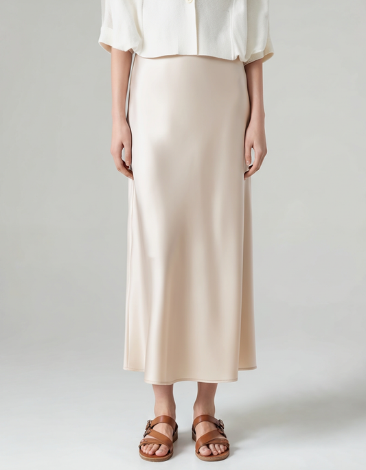 Elegant Old Money Silk Skirt