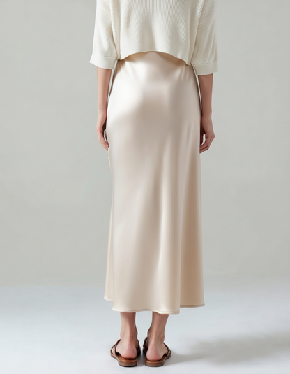 Elegant Old Money Silk Skirt