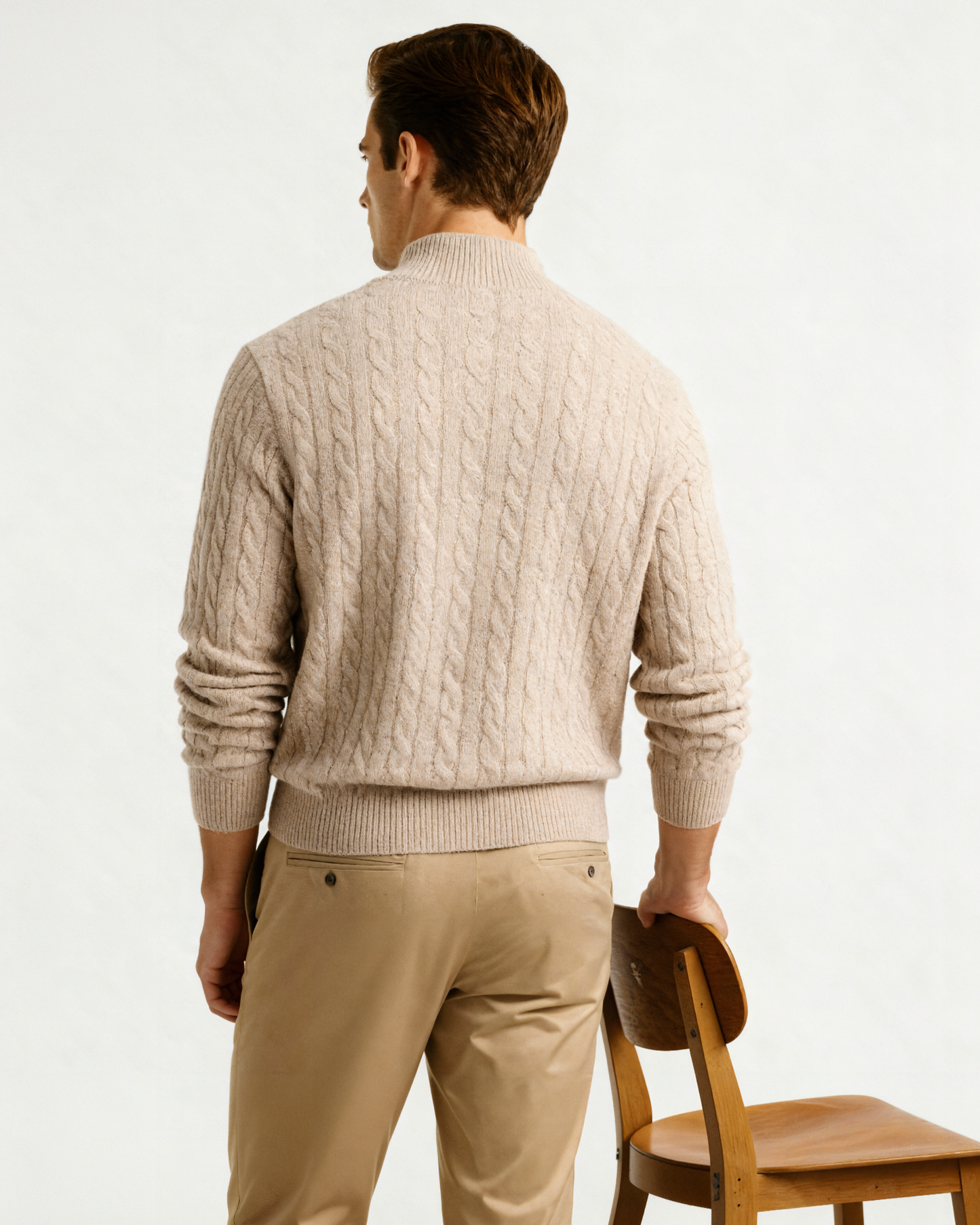 Luxurious 100% Cashmere Woven Half-Zip Sweater