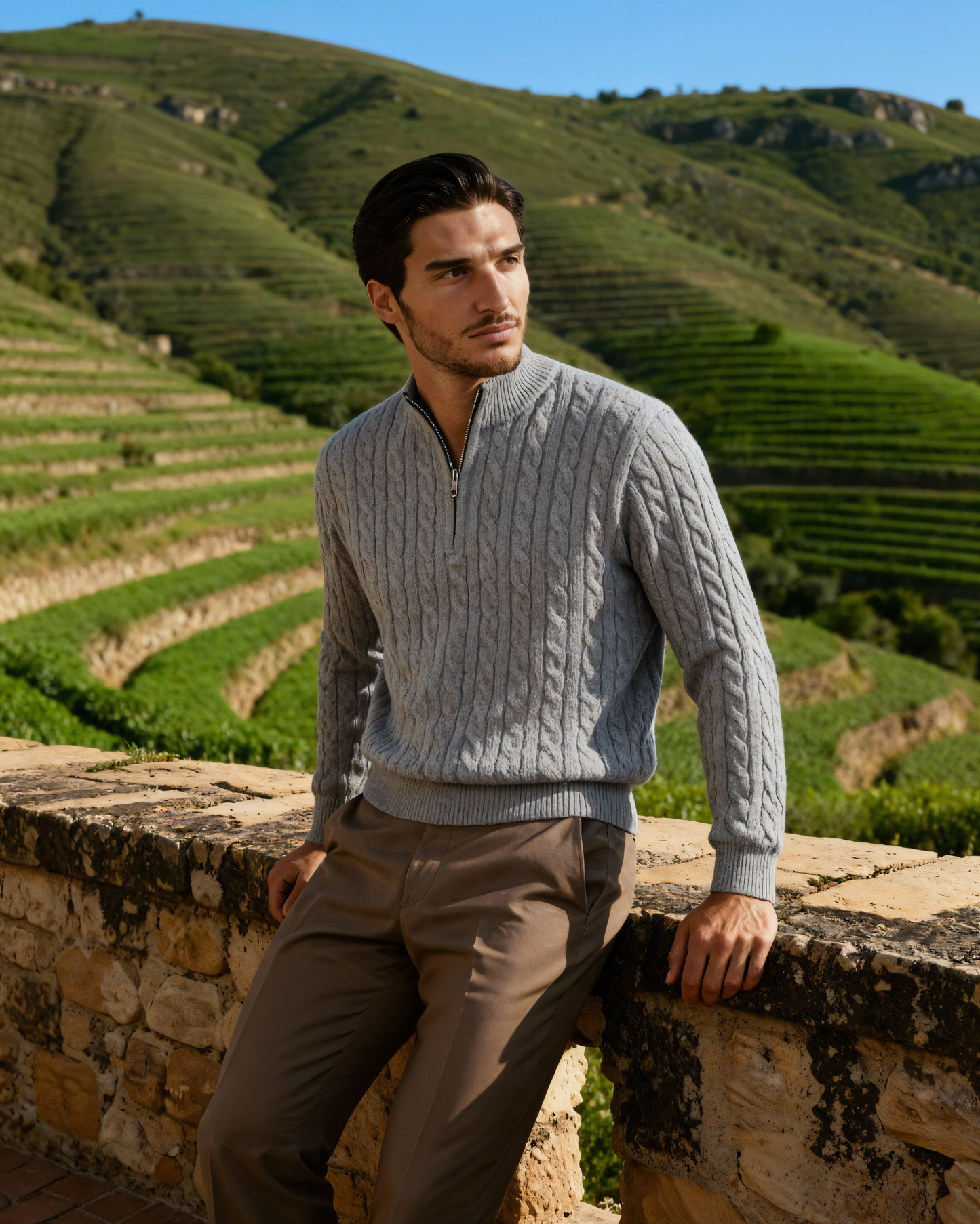 Luxurious 100% Cashmere Woven Half-Zip Sweater