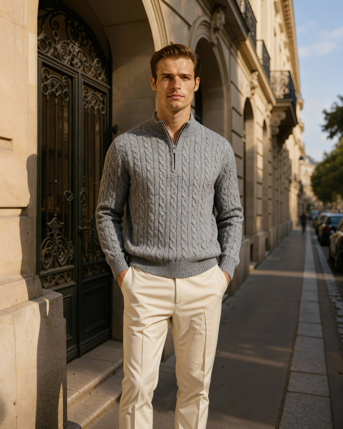 Luxurious 100% Cashmere Woven Half-Zip Sweater