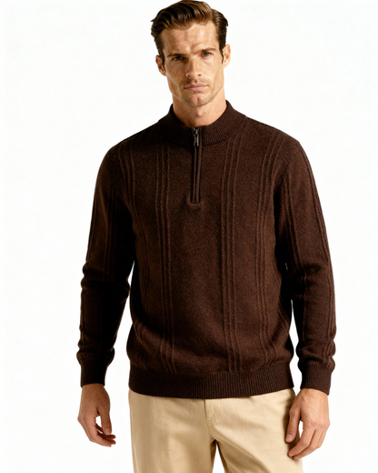 Luxurious 100% Cashmere Ribbed Half-Zip Sweater
