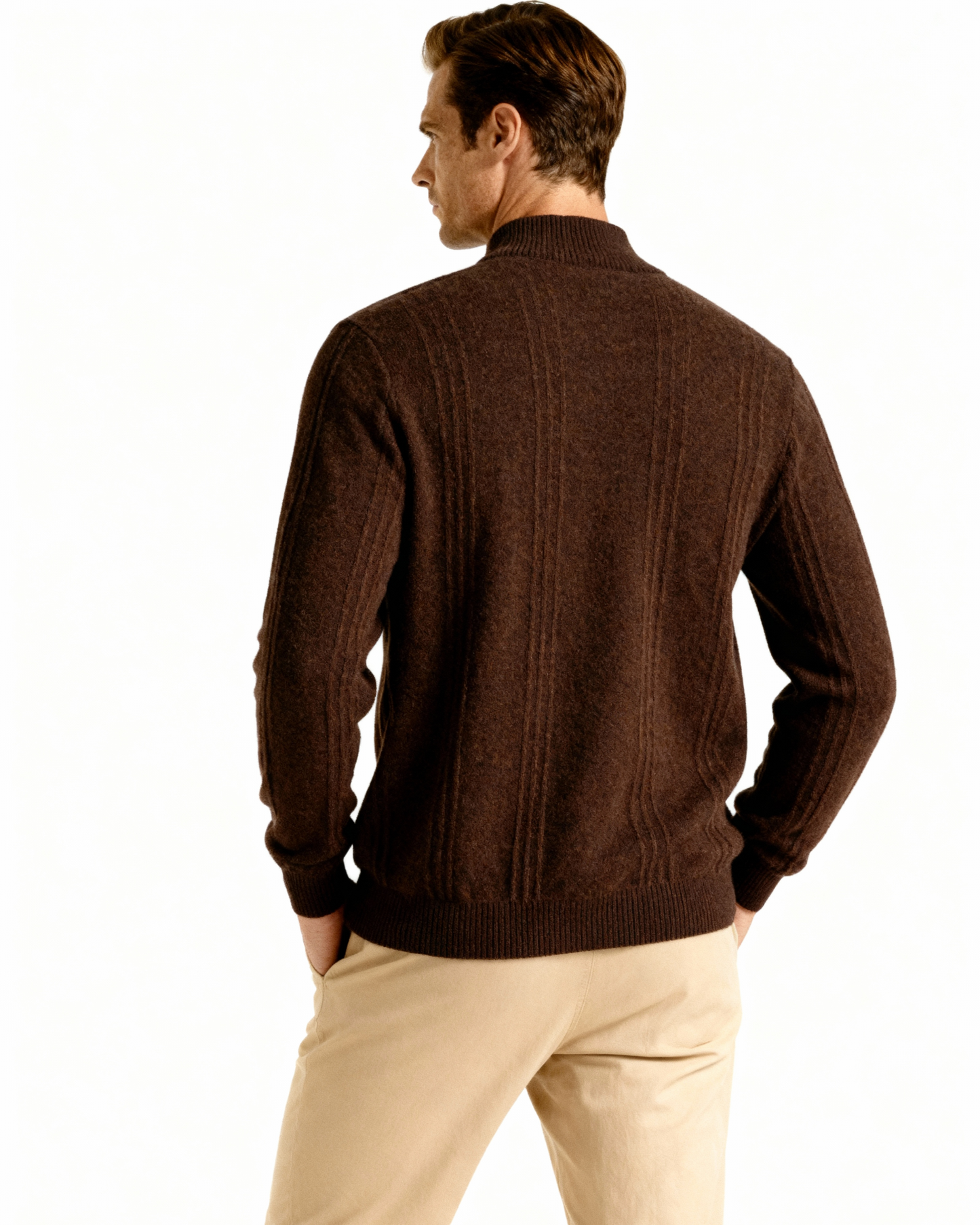 Luxurious 100% Cashmere Ribbed Half-Zip Sweater