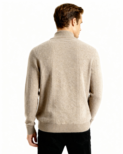 Luxurious 100% Cashmere Ribbed Half-Zip Sweater