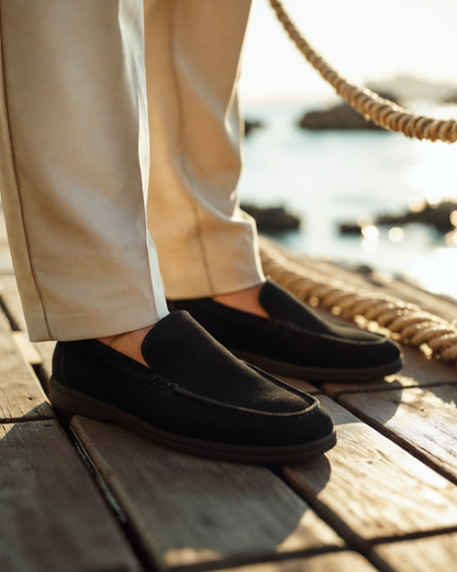 Luxurious Suede Loafers with Sleek Black Soles