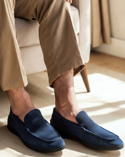 Luxurious Suede Loafers with Sleek Black Soles
